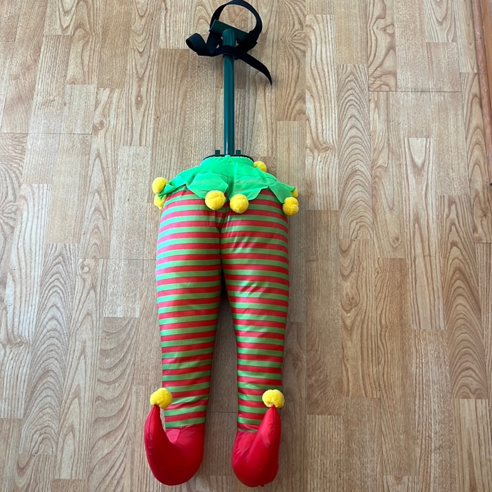 Elf legs to hang out of Christmas tree and look like an elf is stuck. Smoke free